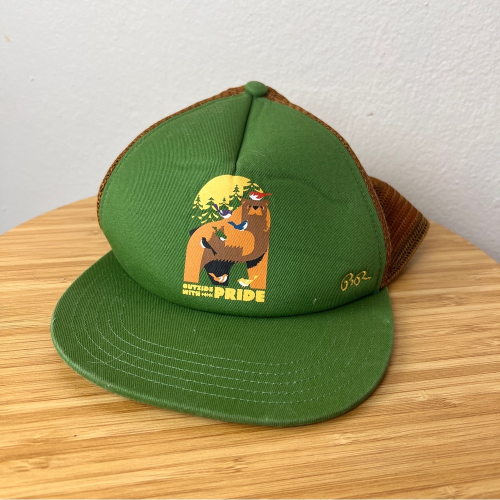 REI Outside with Pride Green and Brown Trucker Hat